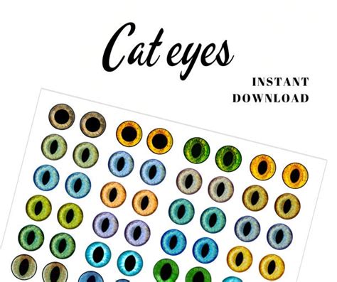 Printable Color Cat Eyes Collage Sheet to Handmade Cat Dolls | Etsy