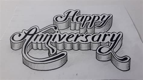 3d Writing Happy Anniversary On Paper / How To Draw Art - YouTube