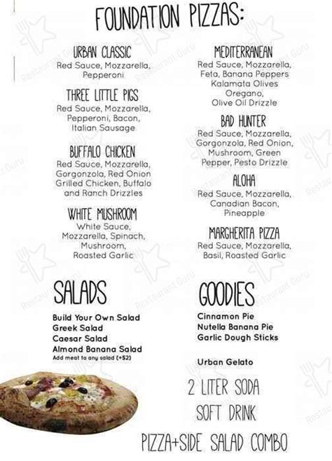 Menu at Urban Bricks Pizza of New Braunfels, Texas pizzeria, New ...