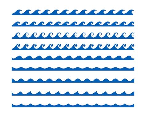 Premium Vector | Seamless wave pattern set water waves