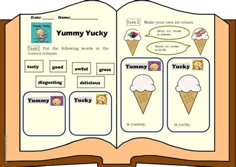 Children's book worksheet) Yumm…: English ESL worksheets pdf & doc