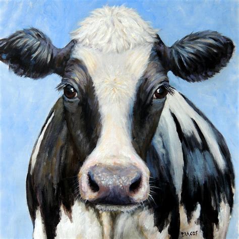 Holstein Cow Squared Painting by Dottie Dracos - Fine Art America