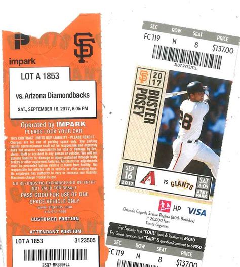 Two San Francisco Giants Tickets Plus Parking Pass (Donated by The ...