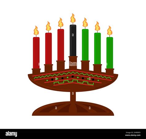 Kwanzaa seven candles in candle holder isolated. African holiday symbol ...