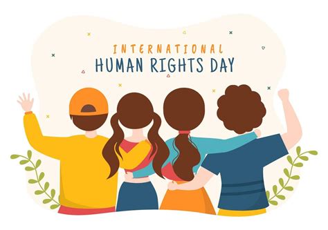 Human Rights Day Template Hand Drawn Flat Cartoon Illustration with Hands Raised Breaking Chains ...