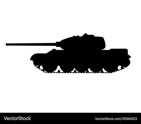 Silhouette of a military tank Royalty Free Vector Image