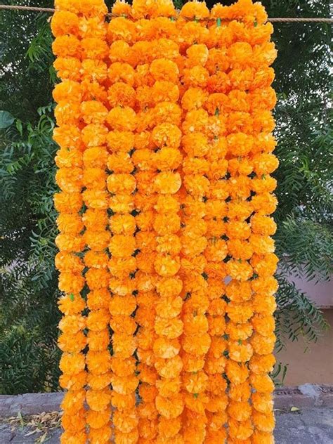 Buy VIMIFORYOU Marigold Flower Mala | Genda Phool Mala (Set of 3) Wall ...