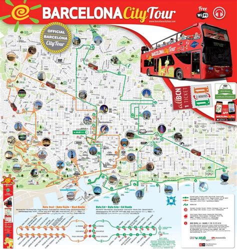 Barcelona red bus tour mapa - Red bus tour mapa de barcelona (Catalunha, Espanha)