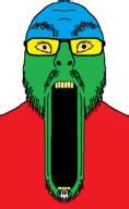 SoyBooru - Post 55694: angry bloodshot_eyes colorful glasses mustache open_mouth soyjak ...