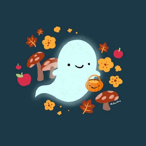 Cute Ghost Art Print Trick or Treat Ghost, Cute Kawaii, Halloween Gift ...