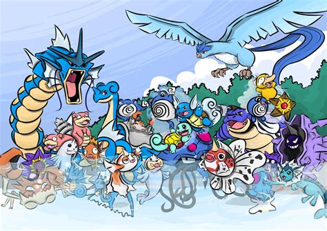 Pokemon Gen 1 Water and Ice Types by dotYAO on DeviantArt