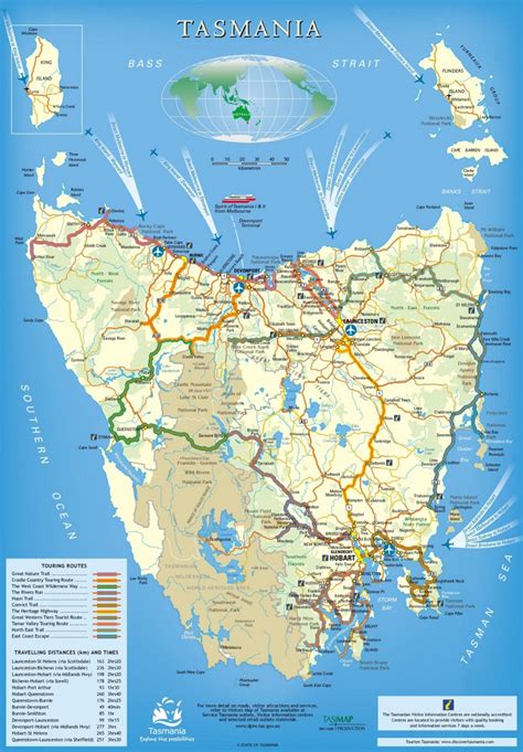 Tasmania trails map - Ontheworldmap.com