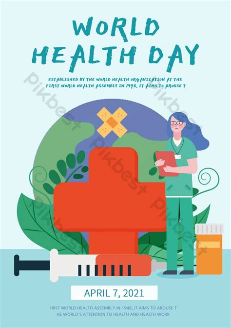 Cartoon Wind World Health Day Health Promotion Poster | PSD Free ...