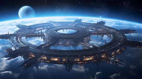 Premium AI Image | An artist's rendition of an intergalactic space station