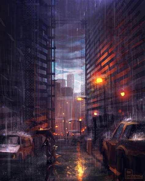 Rainy City by Pheoniic on DeviantArt