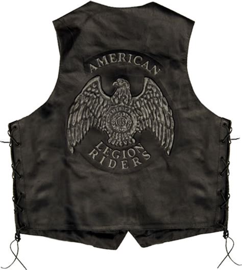 Legion Riders Laced Leather Vest - American Legion Flag & Emblem