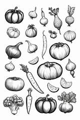 Premium AI Image  Title Assorted Vegetables On The Same Page Coloring sketch template