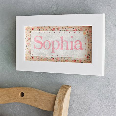 Personalised Baby Name Handpainted Framed Fabric Print By Little Foundry