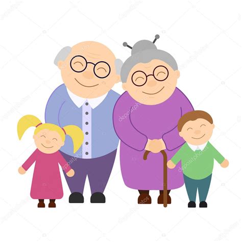 Cute grandparents with grandchildren — Stock Vector © Chereliss #164139520