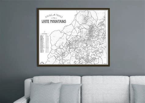 White Mountains NH Hiking Trails Map 4000 Footers Hand Drawn - Etsy ...