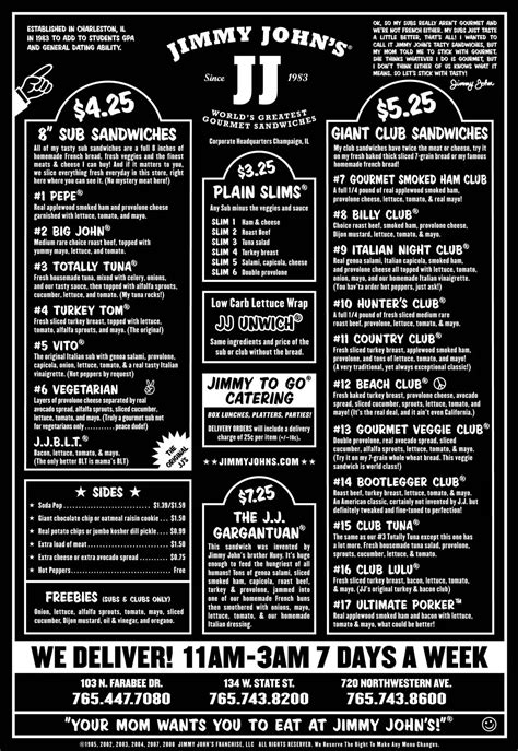 Jimmy John's Menu, Menu for Jimmy John's, Las Cruces, Las Cruces - Urbanspoon/Zomato