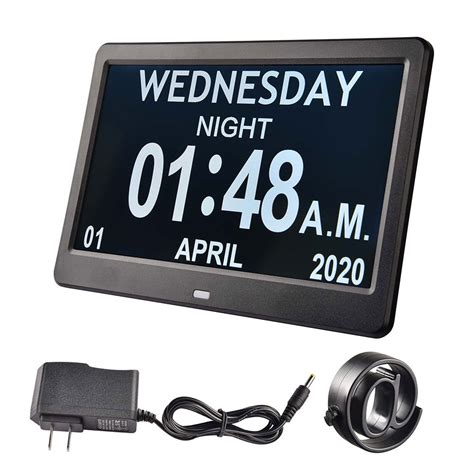 Yescom 10" Digital LCD Day Clock with 8 Alarm Options Calendar Dementia ...