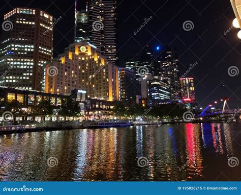 Yarra River Night View Melbourne City Lights Editorial Image - Image of ...