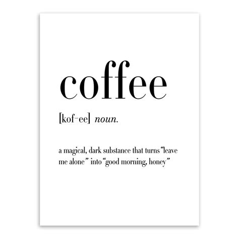 Modern Black White Food Coffee Quotes A4 Posters Nordic Kitchen Living ...