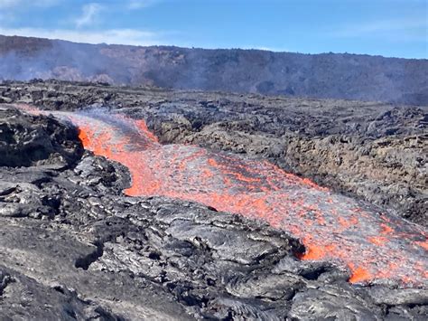 Mauna Loa eruption Day 10: Leading front of lava flow about 1.8 miles from Saddle Road; overflow ...