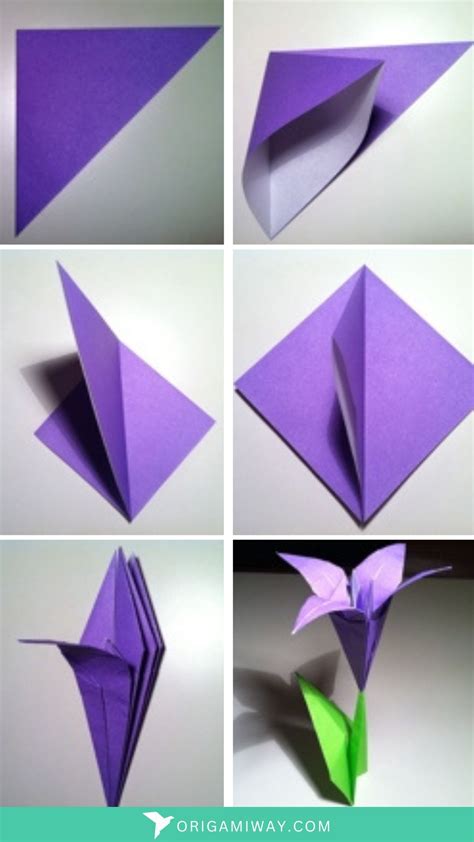 Origami Iris Instructions and Diagram - Origami Way | Paper flowers diy, Easy origami flower ...