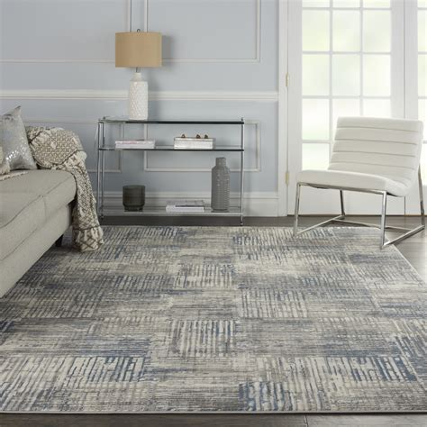 Nourison Solace Abstract Ivory/Grey/Blue Area Rug, 8' x 10' - Walmart ...