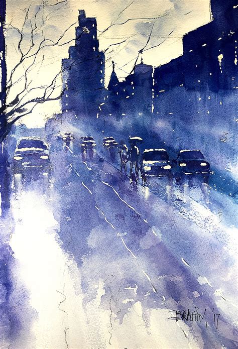 Watercolor - Rainy Cityscape on Behance