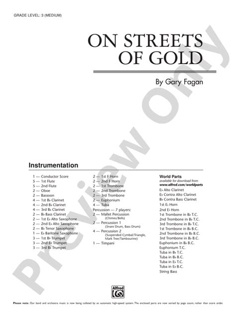 On Streets of Gold: Concert Band Conductor Score & Parts: Gary Fagan - Digital Sheet Music Download