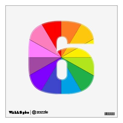 Rainbow Number 6 Six Colorwheel Numbers Wall Decal | Zazzle