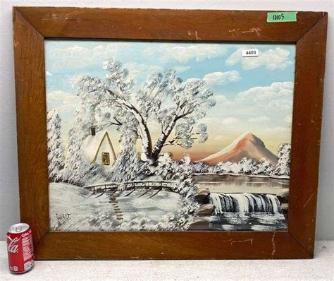 Folk Art Winter Scene Landscape Painting - Dixon's Auction at Crumpton