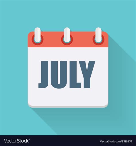 July dates flat icon with long shadow Royalty Free Vector