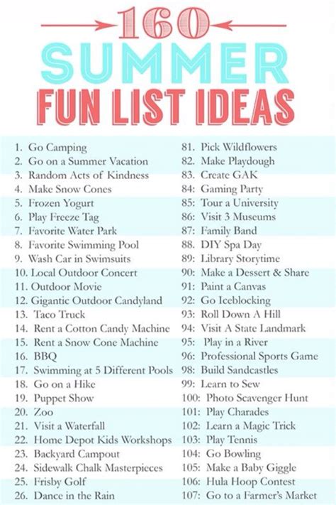 160 Summer Fun List Ideas - Musely