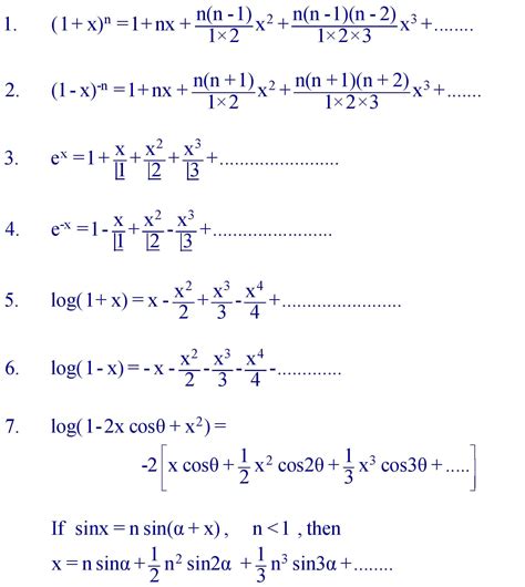 Algebraic Series & Expansion Formula » Formula In Maths