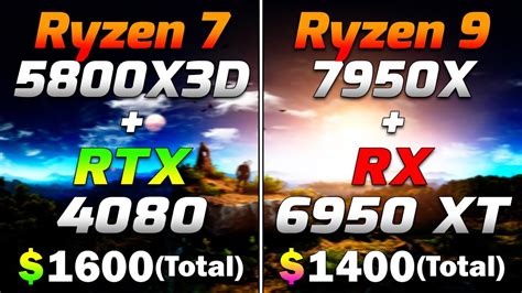 Ryzen 7 5800X3D + RTX 4080 vs Ryzen 9 7950X + RX 6950 XT | PC Gameplay ...