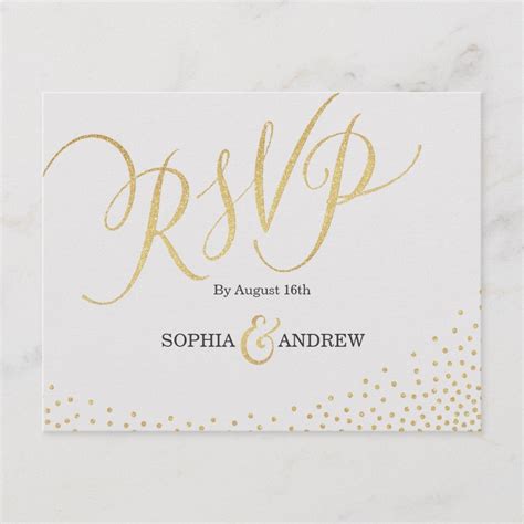 Glamour faux gold glitter hand lettering calligraphy RSVP design and ...