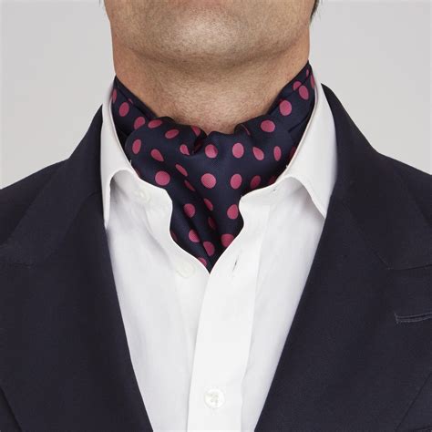 Navy and Pink Large Spot Silk Ascot Tie | Stylish mens outfits, Mens fashion suits, Mens wedding ...