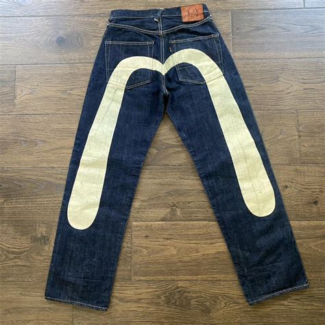 baggy size 29x35 evisu jeans made in 2001 authentic,... - Depop