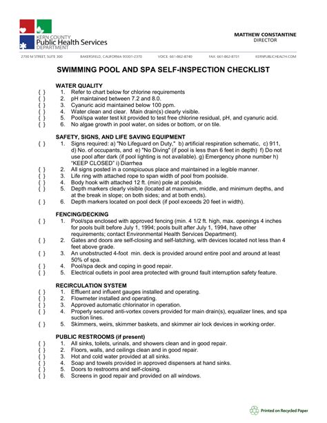 Swimming Pool Inspection Report Template