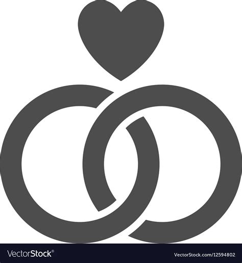 Wedding rings with heart flat icon Royalty Free Vector Image