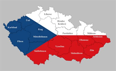 Tschechien Karte mit Regionen & Landkarten mit Provinzen