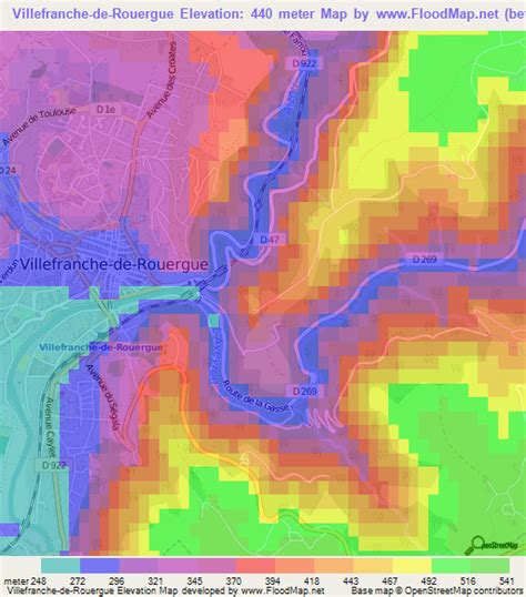 Elevation of Villefranche-de-Rouergue,France Elevation Map, Topography, Contour