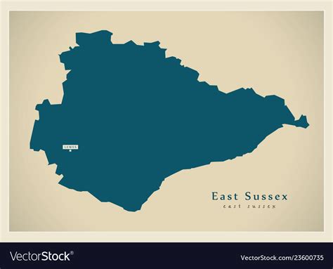 Modern map - east sussex county uk Royalty Free Vector Image