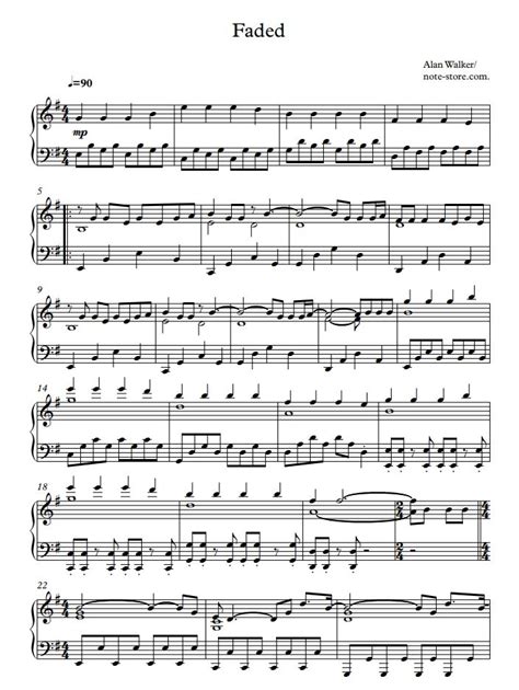 Faded piano sheet music easy Alan Walker in Note-Store.com | Piano.Easy SKU PEA0000647 ...