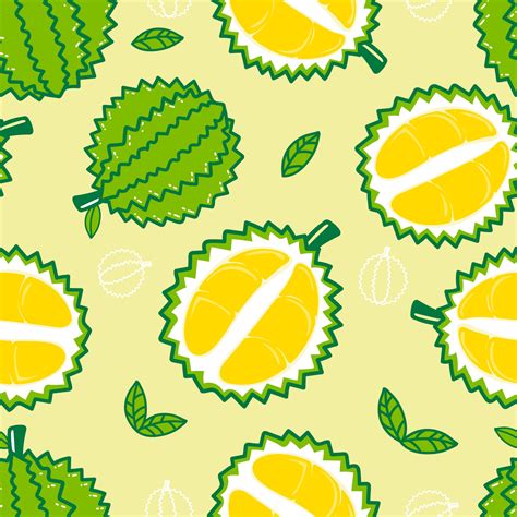 Seamless pattern cute durian fruits and leaf 3130319 Vector Art at Vecteezy