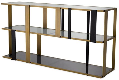 Casa Padrino luxury shelf cabinet brass / black / gray 178 x 44 x H. 89 ...
